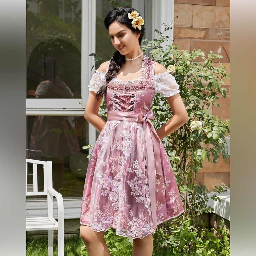 GloryStar Women's German Dirndl Dress Costumes for Bavarian Oktoberfest Carnival
